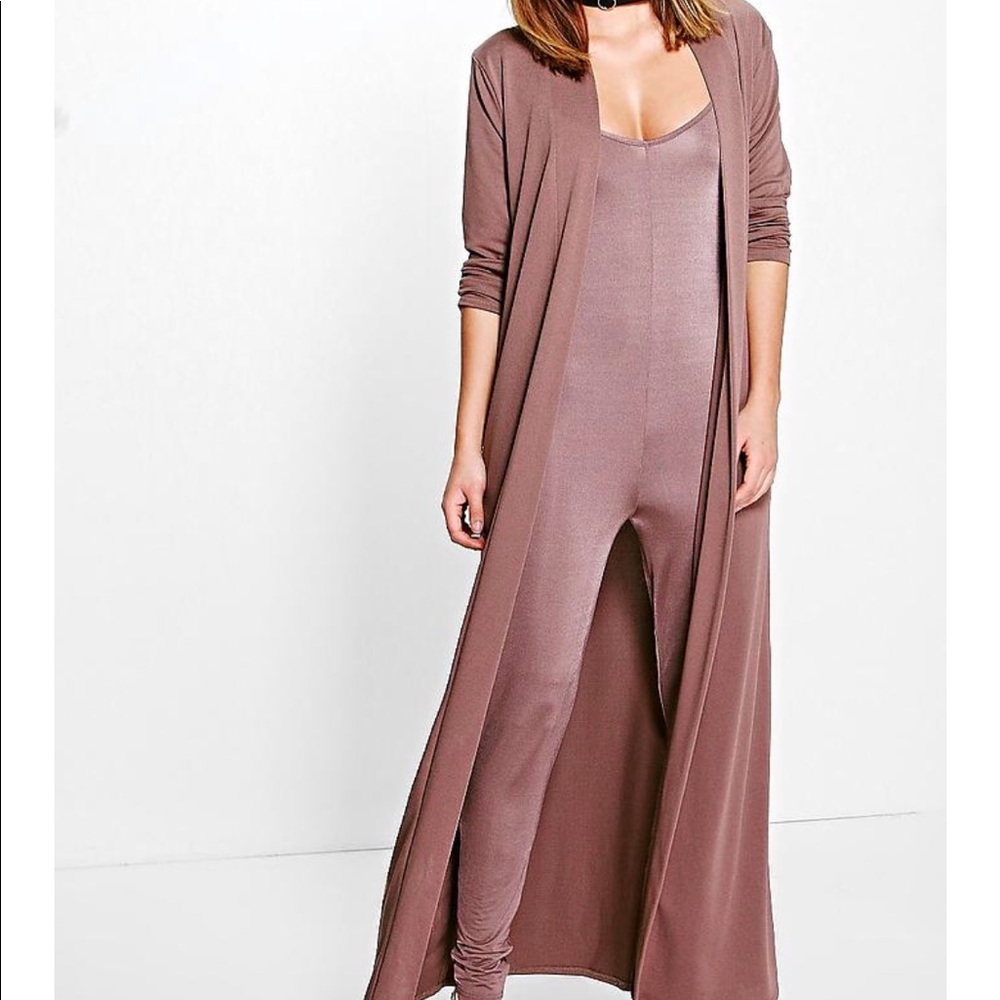 BooHoo Slinky Unitard and Texture Duster Co-ord